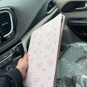 Cute Pink Bow Simple iPad Case With Pencil Holder
